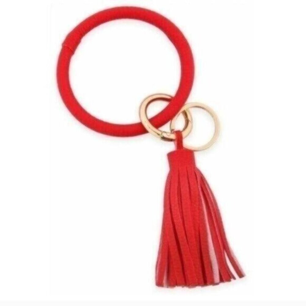 RED FAUX LEATHER KEY RING. NEW. - Picture 2 of 2